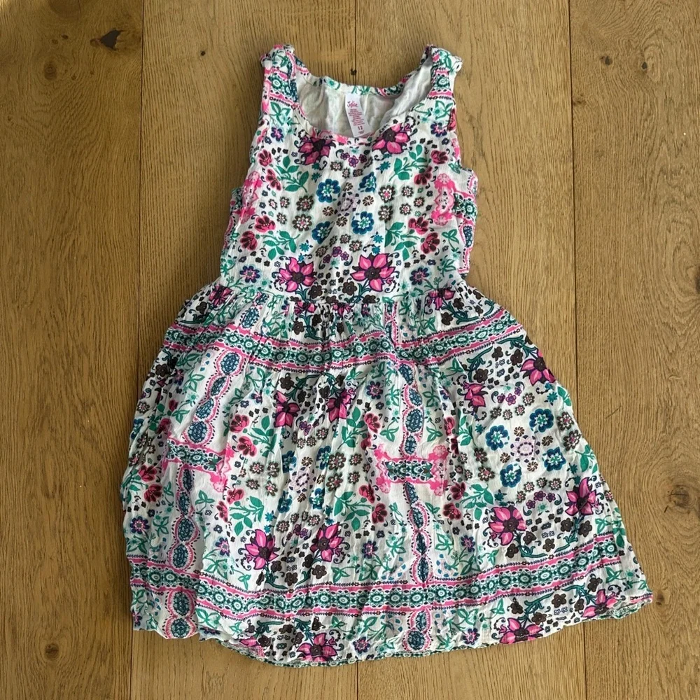 Justice Floral Kids Dress - Pink and Blue 10